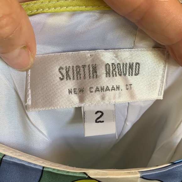 Rare Silk Skirt by Skirtin Around New Canaan CT preppy Retro 60’s print & colors - Picture 3 of 7